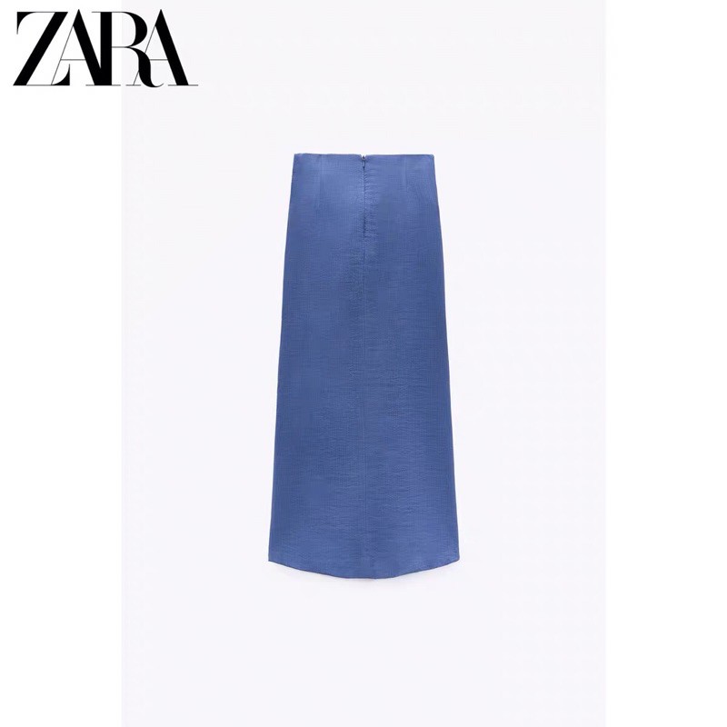 Chân váy Zara new hè 2021 xẻ đùi màu xanh
