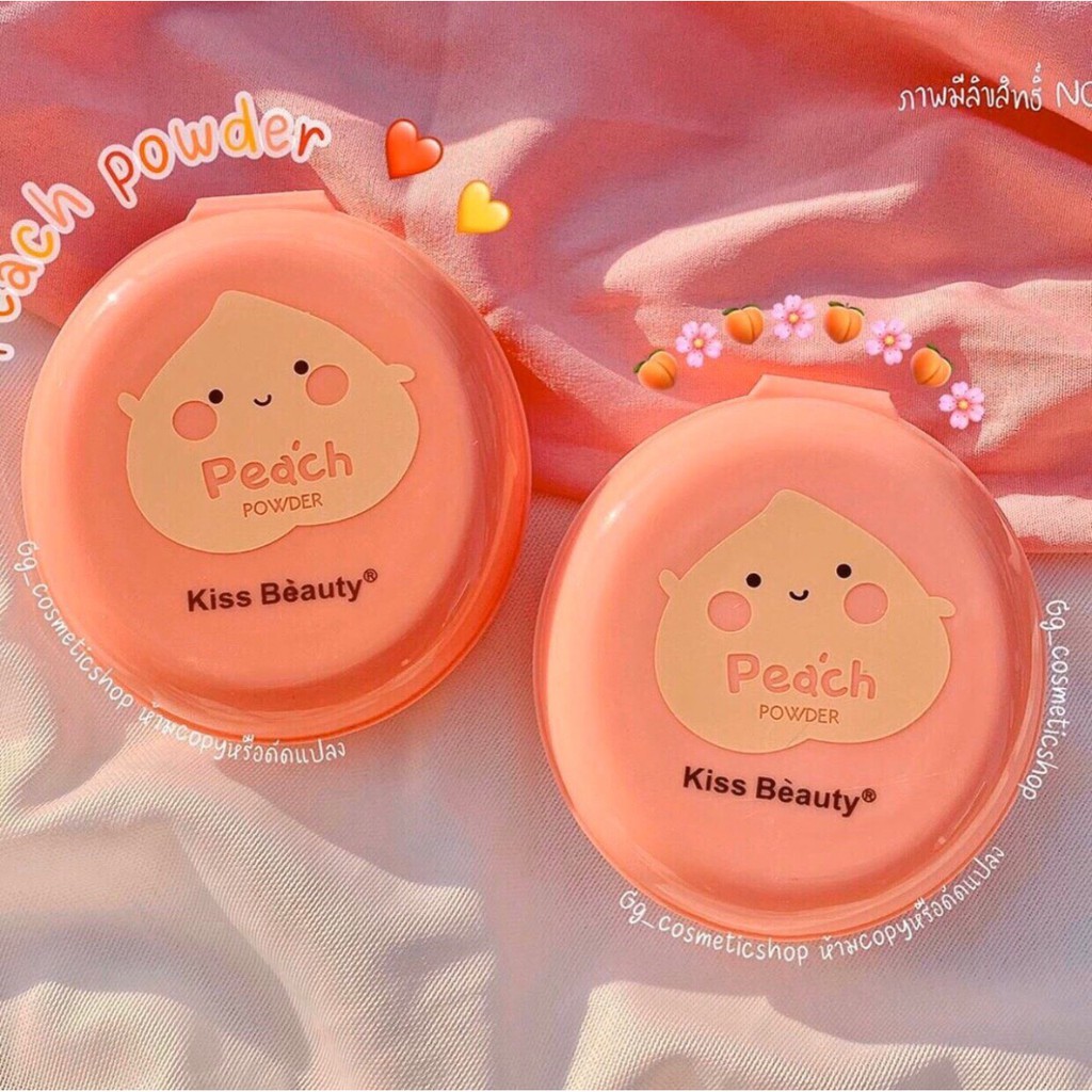 🍑 Phấn Phủ Nén Kiềm Dầu Che Khuyết Điểm Peach Poweder Kiss Bèauty Kèm Bông Phấn Xinh Lắm Nha🍑-Z9-B1T2