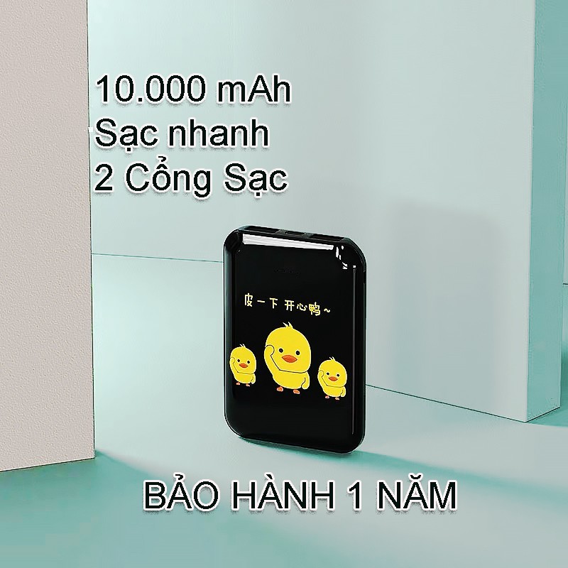 Sạc dự phòng HighSpeed 2 cổng Output 10.000 mAh mặt kính bóng hình siêu kute nhỏ gọn