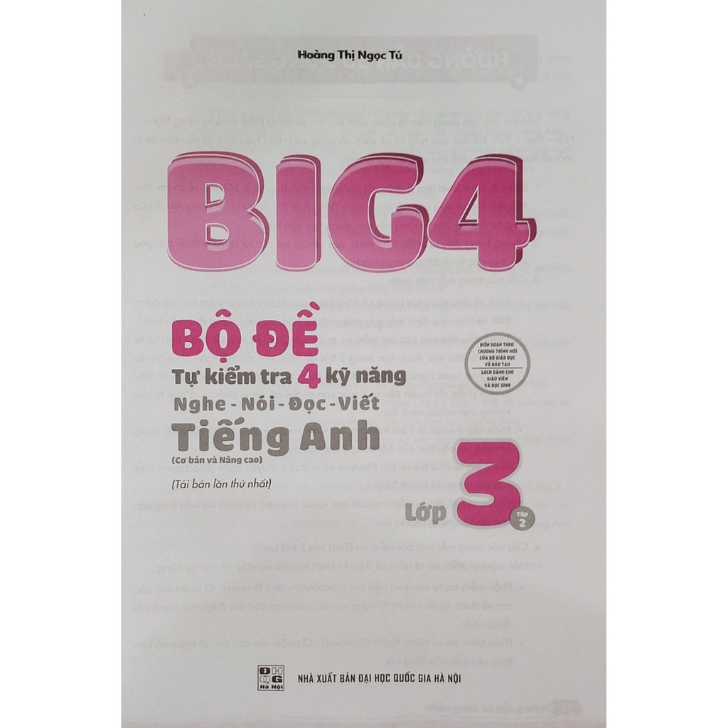 Sách - Big4 bộ đề tự kiểm tra 4 kỹ năng nghe nói đọc viết tiếng anh lớp 3 tập 2