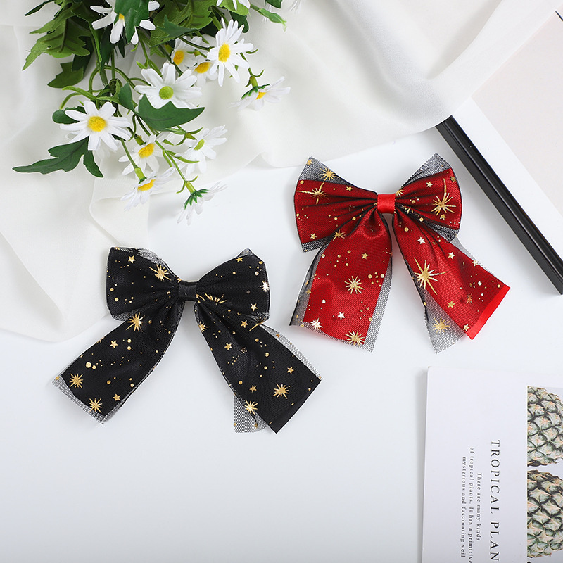 Kẹp tóc nơ lưới phong cách Lolita thời trang Hàn Quốc