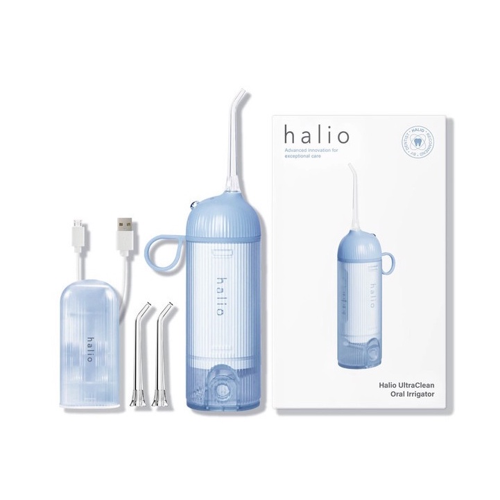 Combo Máy Tăm Nước Halio - Blue Và Bàn Chải Điện Làm Trắng Răng - White