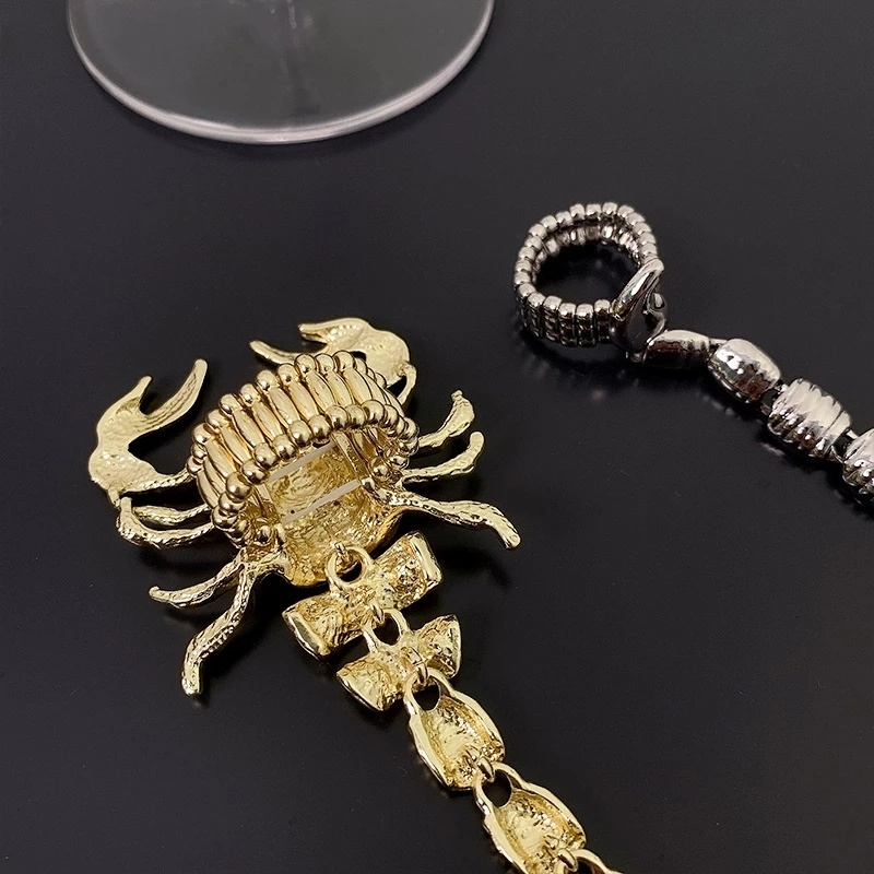 Nhẫn Hình Bọ Cạp Đính Đá Zircon Có Thể Điều Chỉnh Kích Cỡ Phong Cách Gothic Punk Cho Nam Và Nữ