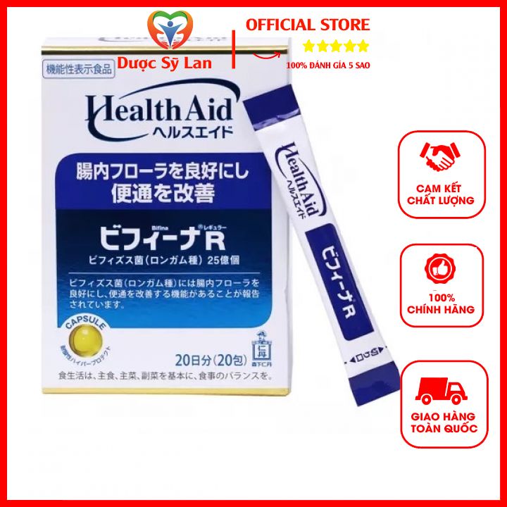 Men Vi Sinh Sống BIFINA Nhật Bản 2 loại R và S Hộp 20 Gói Hỗ Trợ Tiêu Hóa Cho Trẻ Em Người Lớn