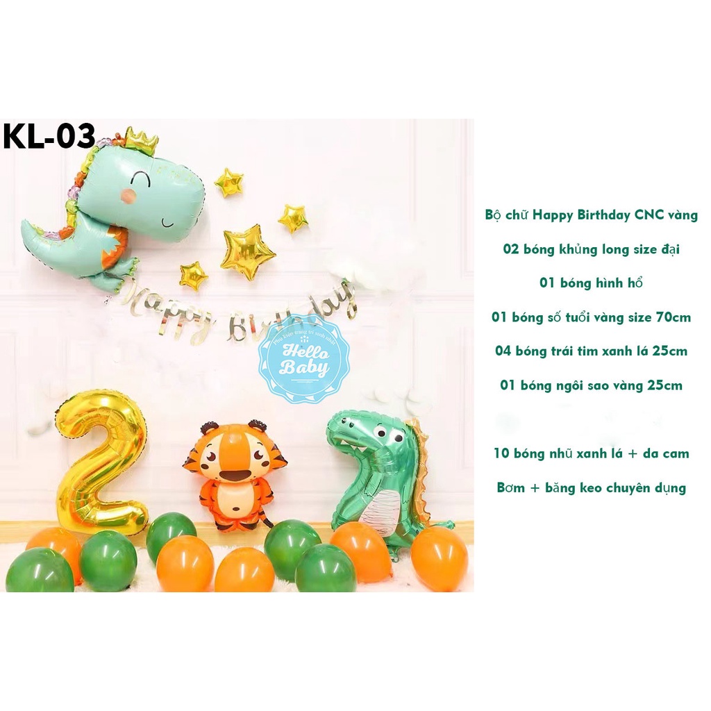 Set bóng trang trí sinh nhật khủng long KL1-5