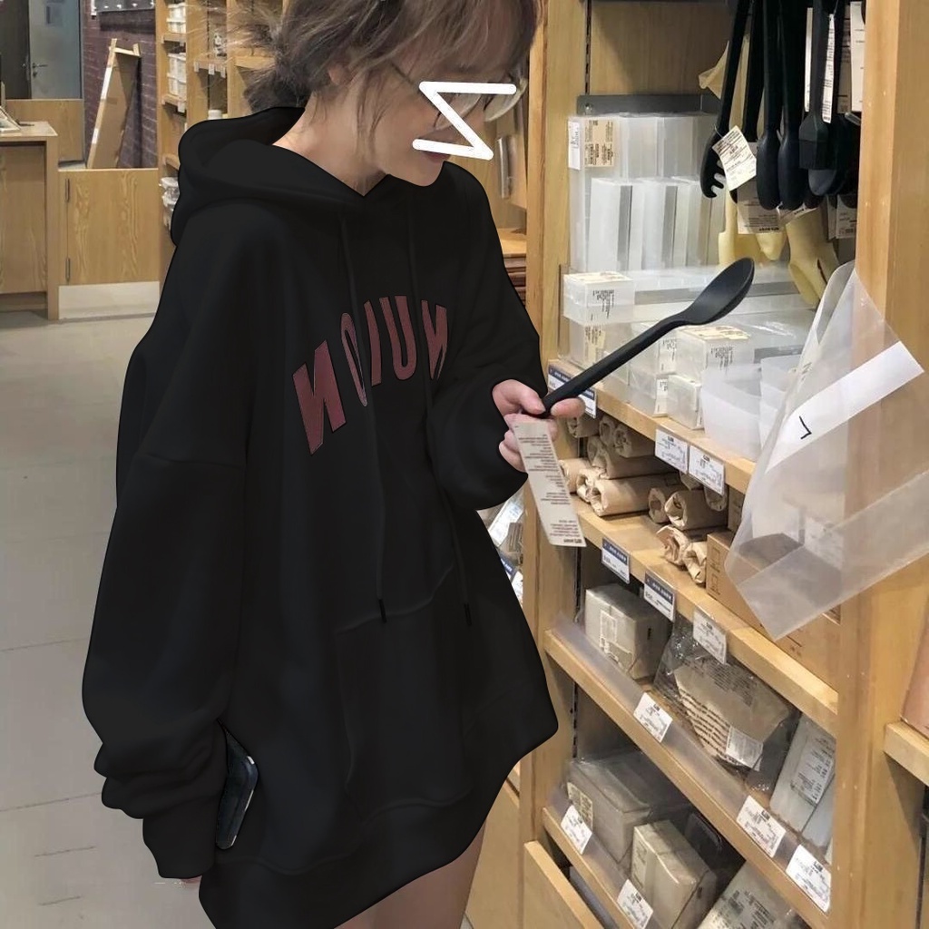 Áo hoodie nữ form rộng dày dặn mũ 2 lớp màu trắng chất nỉ bông đẹp thời trang 2022