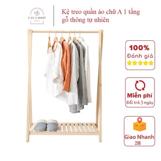Kệ treo quần áo chữ A 1 tầng - Giá treo quần áo chất liệu gỗ thông cao cấp nhập khẩu Newzeland phong cách Hàn Quốc