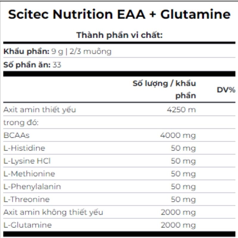 Scitec EAA + Glutamine 300G Hỗ Trợ Tăng Lực Phục Hồi Cơ Bắp  Hương vị Cherry Lime