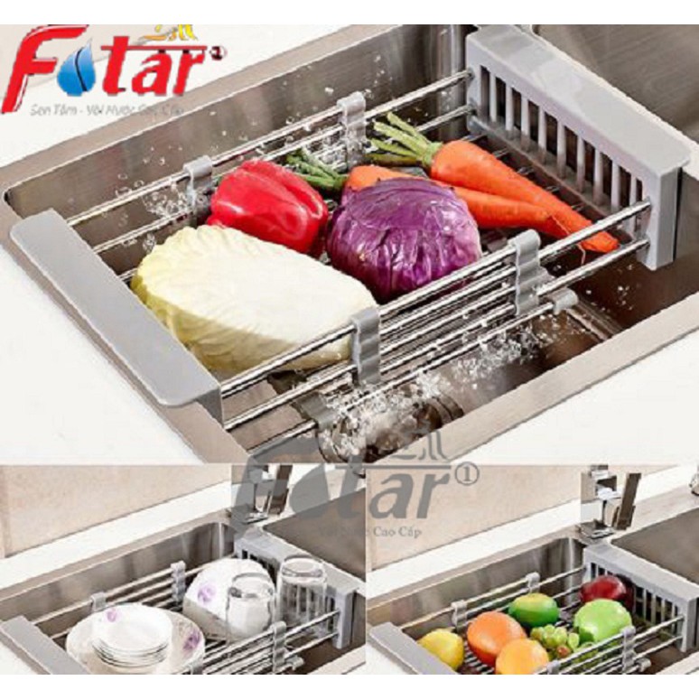 { SALE221 } {GIÁ SỐC} Rổ Rút Đa Năng Đựng Trái Cây Thực Phẩm 100% INOX HÀNG ĐÁNH BÓNG ĐẸP KÉO DÀI LẮP VỪA CÁC CHẬU ( Hàn