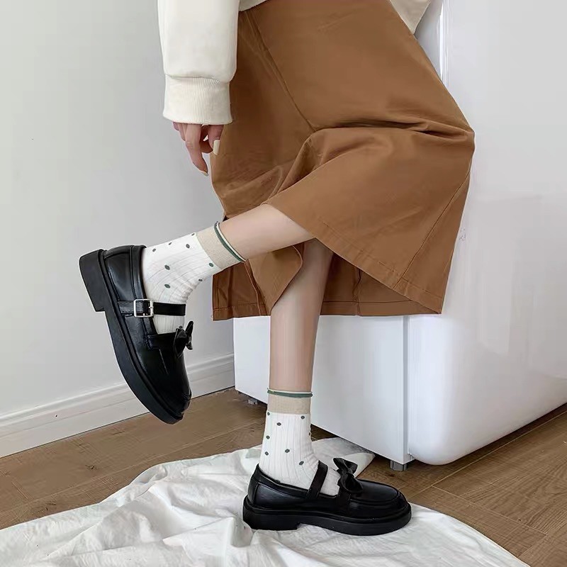 (ORDER) Giày LOLITA ullzang mũi tròn gắn nơ nhí BIG SIZE 35-43 | BigBuy360 - bigbuy360.vn