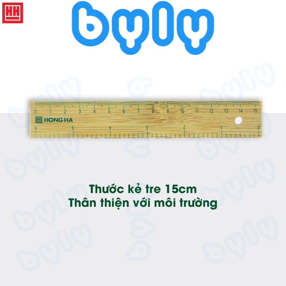 [Ship hỏa tốc] Thước gỗ 15cm chất liệu tre thân thiện với môi trường Hồng Hà - MS: 3492 - ByLy Store