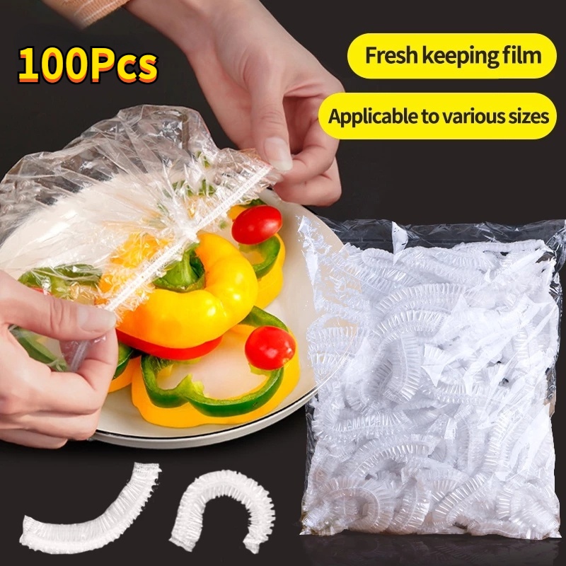 Set 100 Tấm Nhựa Co Giãn Bọc Bảo Quản Thực Phẩm Trong Tủ Lạnh Chống Ăn Mòn