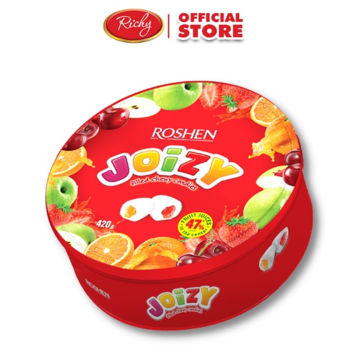 Kẹo trái cây Richy Roshen Joizy hộp thiếc tròn 400g