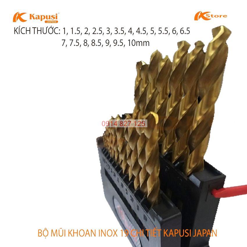 [Ảnh thật] [Chính hãng] Bộ Mũi khoan inox hãng Kapusi Nhật Bản các 6 chi tiết và bộ 19 chi tiết gồm các cỡ thông dụn
