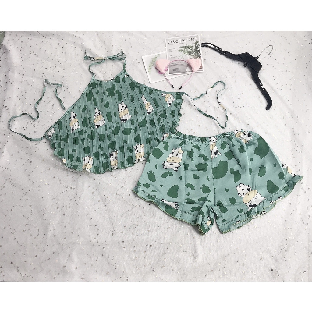 Yếm ngủ lụa Satin dập li quần bèo quyến rũ (Ảnh chụp thật) | BigBuy360 - bigbuy360.vn