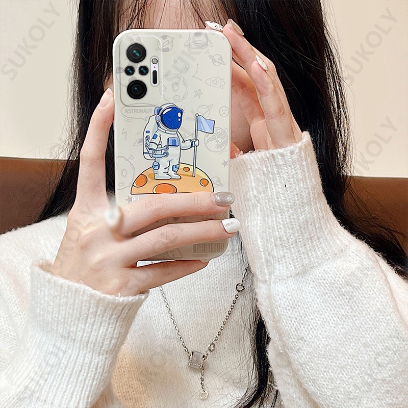 ốp lưng Phi hành gia thương hiệu thời thượng với điện thoại mẫu bên Vỏ tương thích cho Xiaomi 10 pro 10s 11 pro Redmi Note 11 Pro 10 Pro 9s 9 8 7S 7 Pro Redmi 8 9A 9C 9t 10 Vỏ silicon mềm vuông case