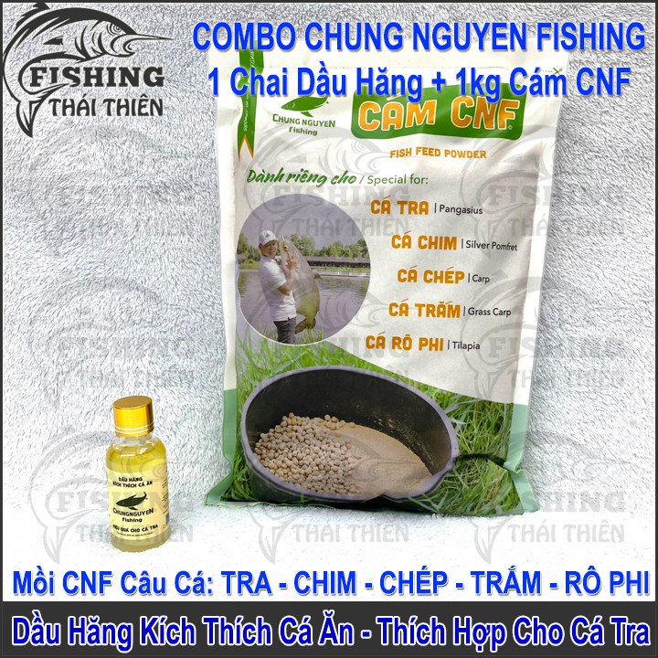 Combo 1kg Cám CNF, 1 Chai Dầu Hăng Kích Thích Cá Ăn Chung Nguyen Fishing Chuyên Dùng Câu Cá Tra Sông, Hồ Dịch Vụ