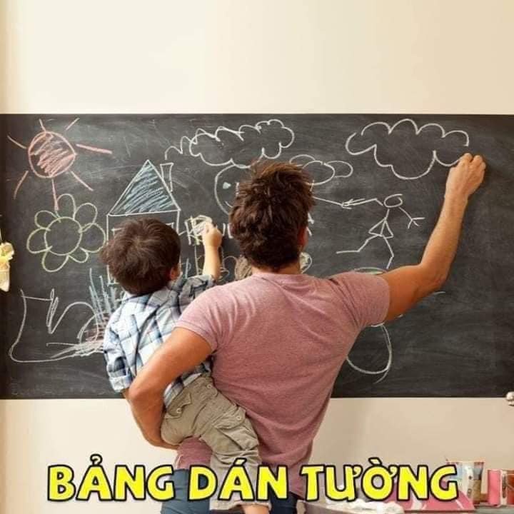 Bảng dán tường cho bé học chữ tặng 5 viên phấn + 1 khăn lau bảng, dài 2mx45cm