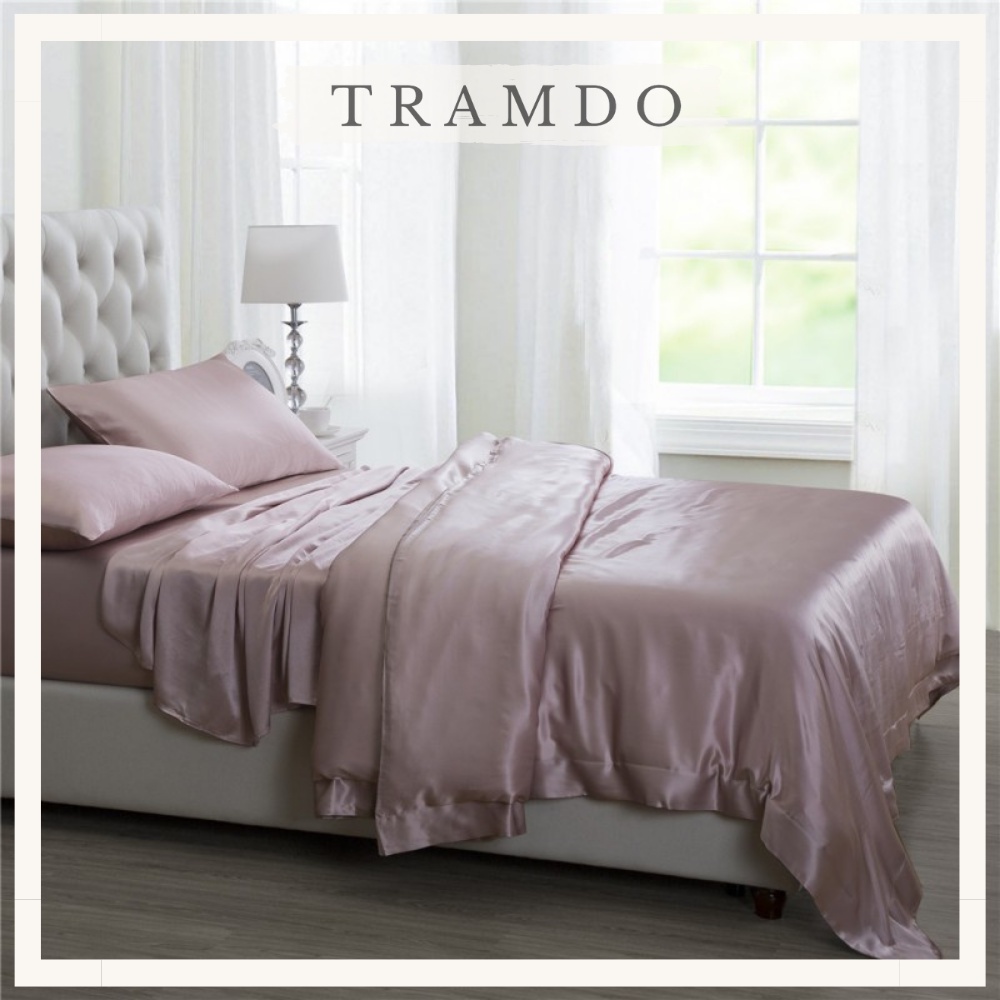 Bộ Chăn ga gối lụa cao cấp - Chăn ga giường sang trọng - TRAMDO BEDDING - Màu Hồng Nude