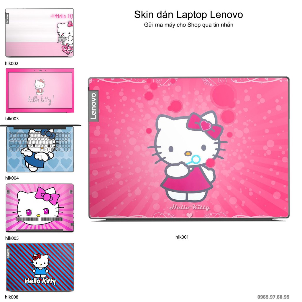 Skin dán Laptop Lenovo in hình Hello Kitty (inbox mã máy cho Shop)