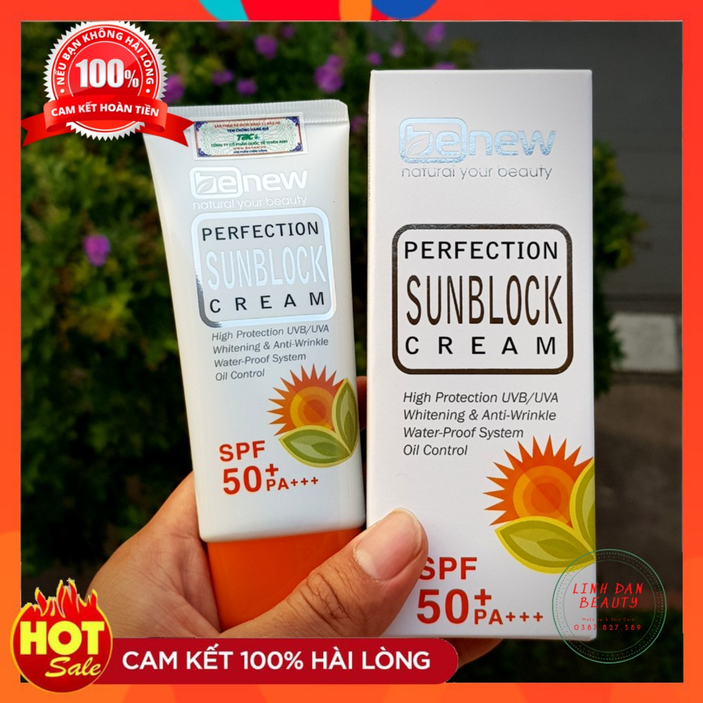 Kem chống nắng Kiềm dầu Nên tông Benew Perfection Sunblock Cream SPF50+ PA+++50ml_Hàng chính hãng