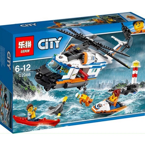 [Rẻ vô địch] Đồ chơi lego lắp ráp xếp hình City - máy bay trực thăng cứu hộ - Lep02068