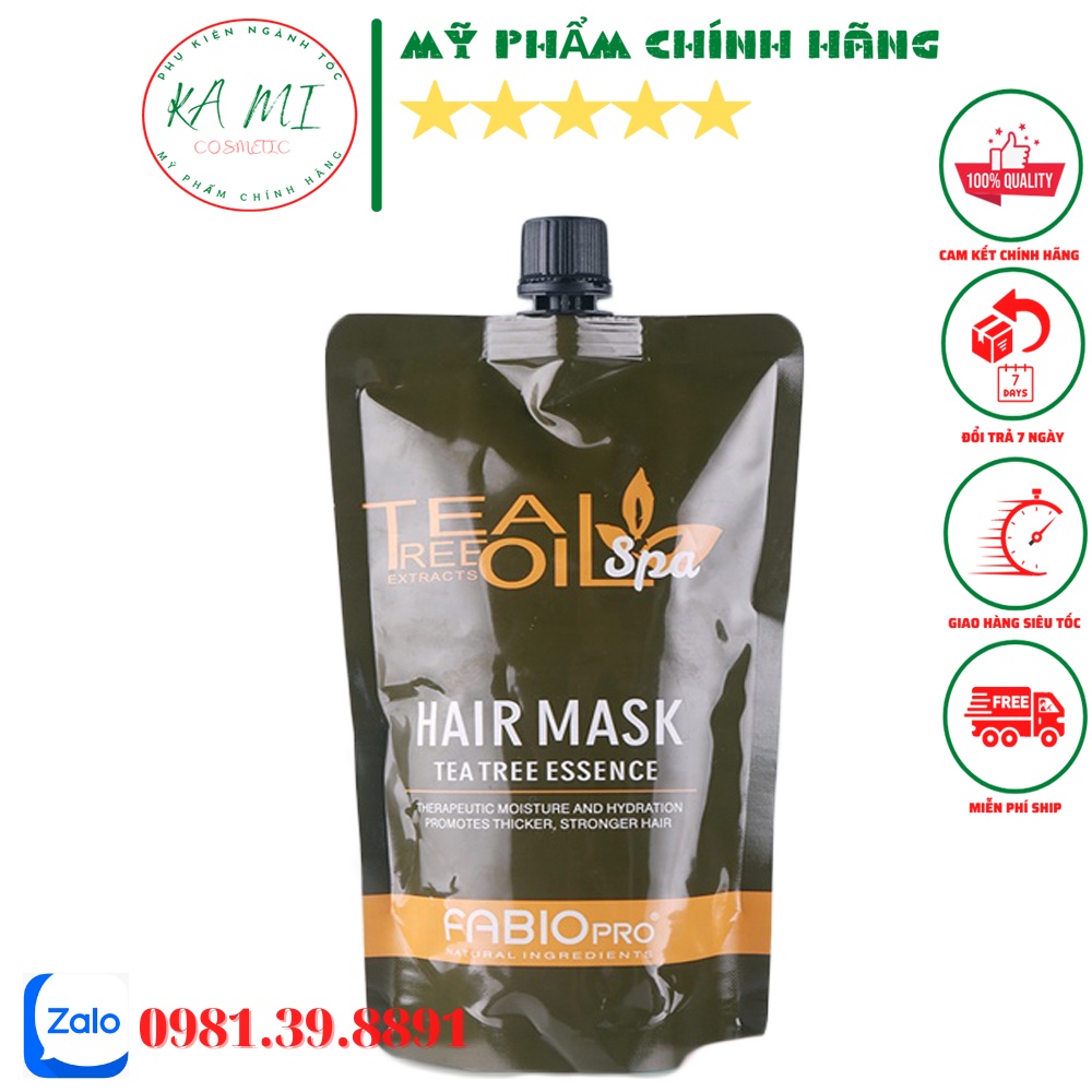 Hấp FABIO Tea Tree Essence Hair Mask Phủ Lụa Siêu Mềm Mượt  Túi 500ml