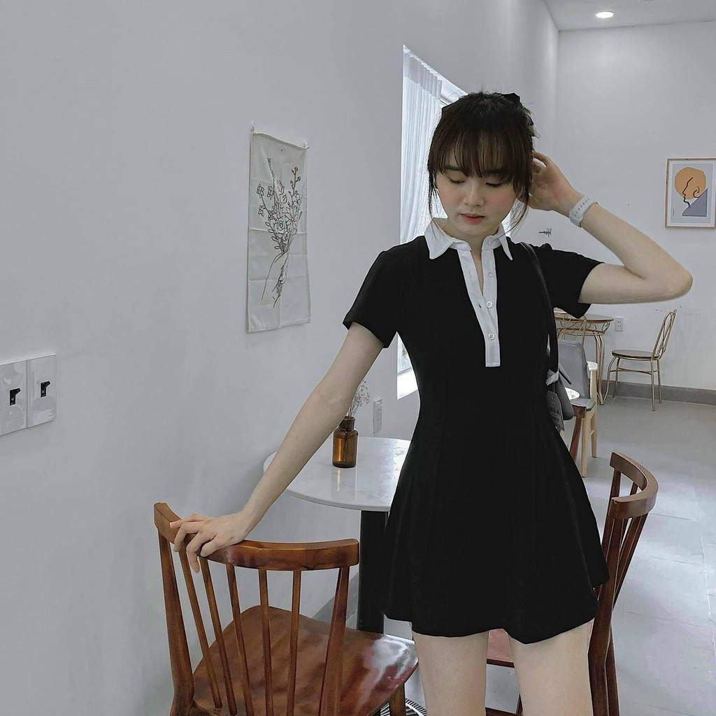 [CÓ SẴN] ĐẦM POLO CỔ VIỀN TRẮNG
