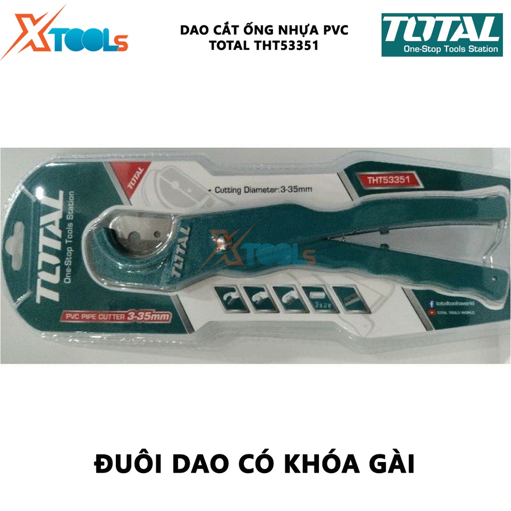 Dao cắt ống nhựa pvc Total THT53351 | Dụng cụ cắt ống nhựa PVC Chiều dài: 210mm Đường kính cắt: 3-35mm, dùng để cắt các