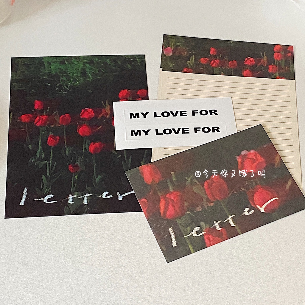 Bộ Nhãn Dán Phong Bì Bằng Giấy Họa Tiết Hoa Tulip Dễ Thương Lãng Mạn