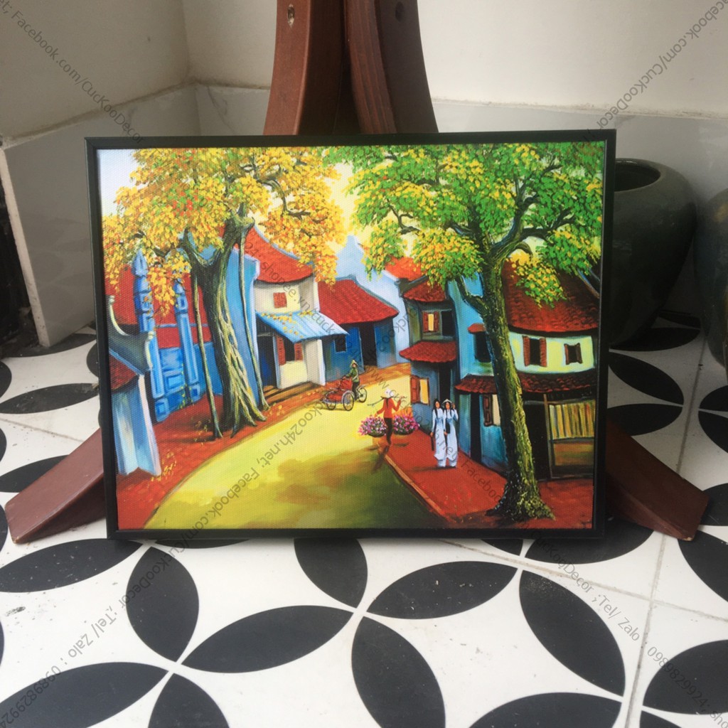 Tranh Hà Nội Phố - tranh in canvas kích thước  cơ bản 35x50cm ( có thể làm theo kích thước khác)