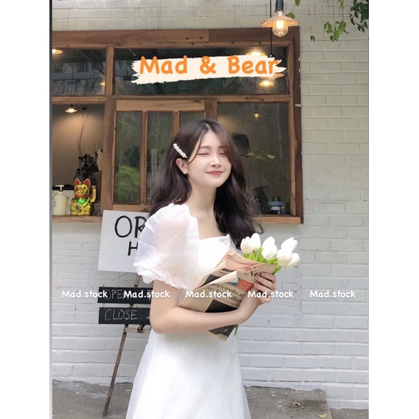 K 🌿 ĐẦM TRẮNG CÔNG CHÚA TAY VOAN CÚC NGỰC 🌿 VÁY DỰ TIỆC 💛