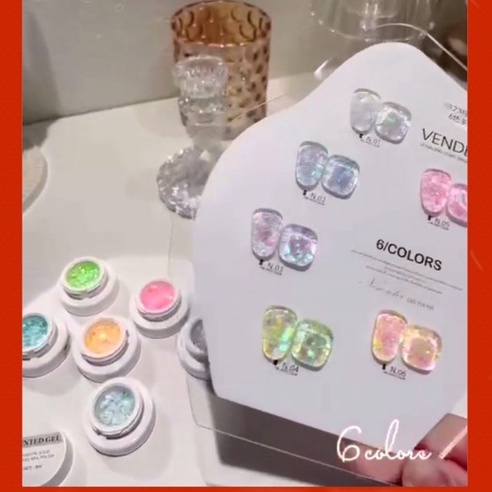 (Hàng mới về ) Set Gel kẹo bông gòn 6 màu Vendeeni siêu ngọt ngào dành cho Nail (tặng kèm bảng màu)