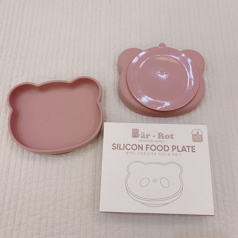 Đĩa ăn dặm silicon hình gấu bar-rot có đế hít sàn chính hãng cao cấp cho bé