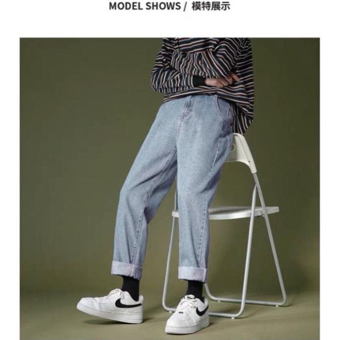 Quần jean bò baggy nam nữ ống suông rộng Unisex hàng Quảng Châu phong cách Hàn Quốc sành điệu style năm 2021 | BigBuy360 - bigbuy360.vn