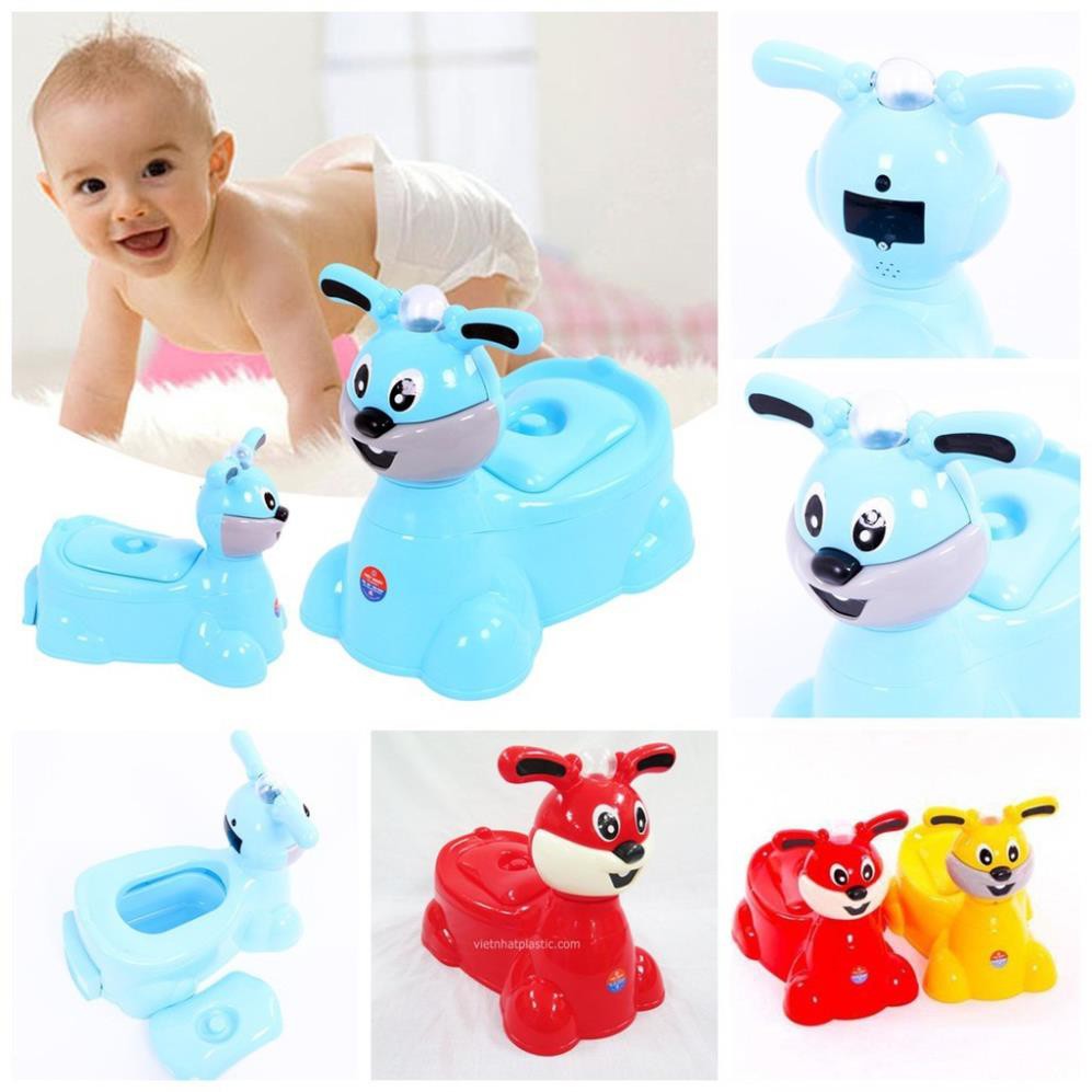 ( hang hot) Bô Vệ Sinh Cho Bé Hình Thỏ Có Nhạc - dụng cụ vệ sinh cho bé tiện lợi