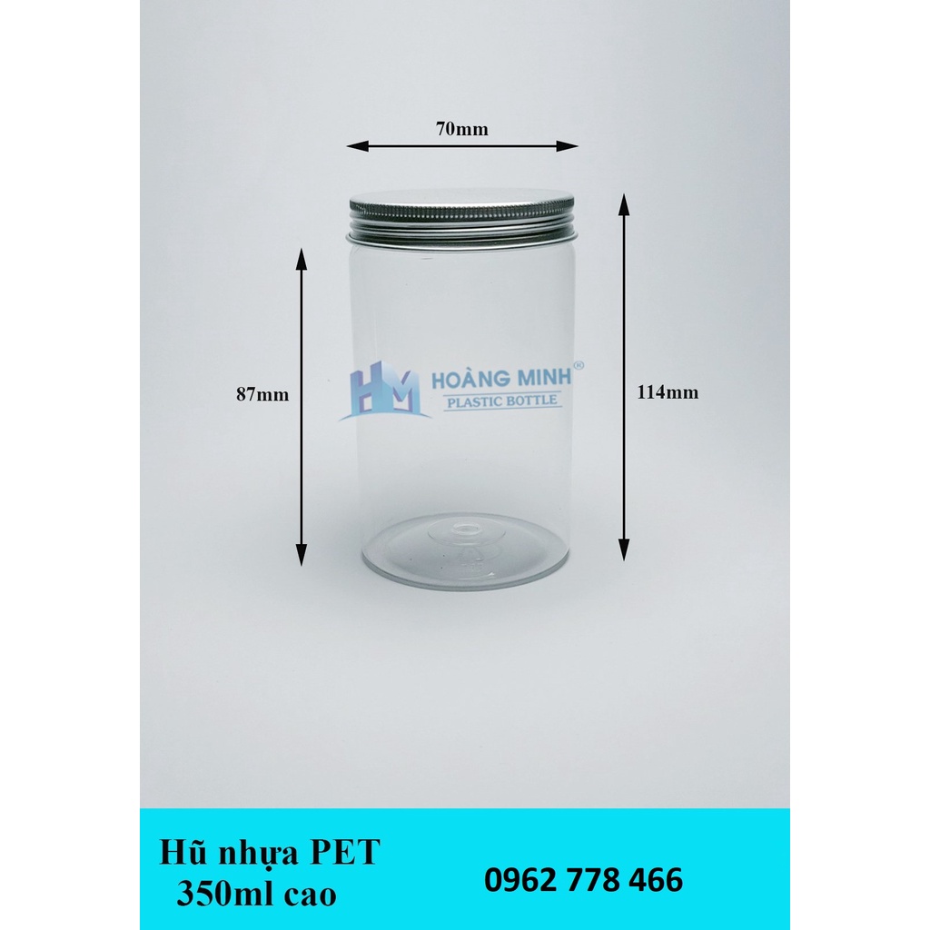 Combo 10 Hũ Nhựa PET 350ml Cao Nắp Nhôm Giá (Sỉ) Xuất Xưởng Nắp Chặn Miệng Hũ