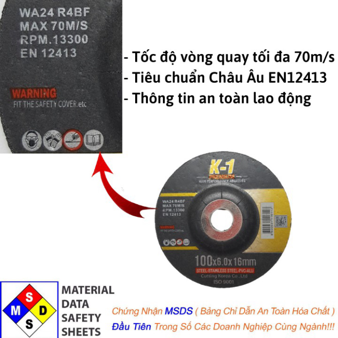 ĐÁ MÀI SẮT, KIM LOẠI K1 phi 100 ( 1 tấc)