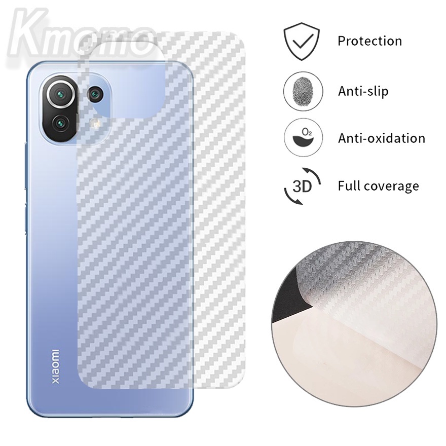 Mua một tặng bốn Xiaomi 11 Lite 5G NE Mi 11 Pro 11 Ultra 10T Pro 10 Lite Zoom Note 10 Redmi K40 Pro Plus POCO X3 NFC M3 F3 Màng bảo vệ lưng điện thoại bằng sợi carbon 3D trong suốt (5 miếng)