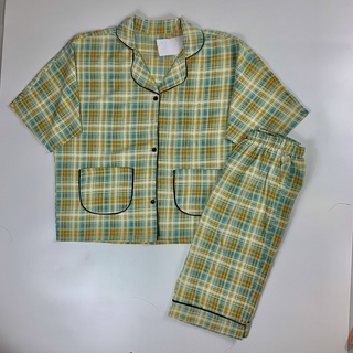 Bộ pyjama cánh dơi quần lỡ lụa Hàn họa tiết