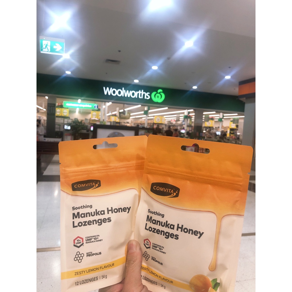 Kẹo ngậm mật ong vị chanh Comvita Manuka Honey Lozenges 500g