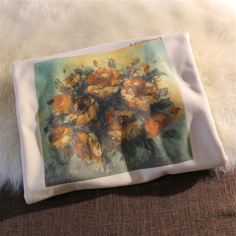 Porozi  Áo Sweater Tay Dài Lót Nhung In Họa Tiết Phong Cách Retro Hàn Quốc