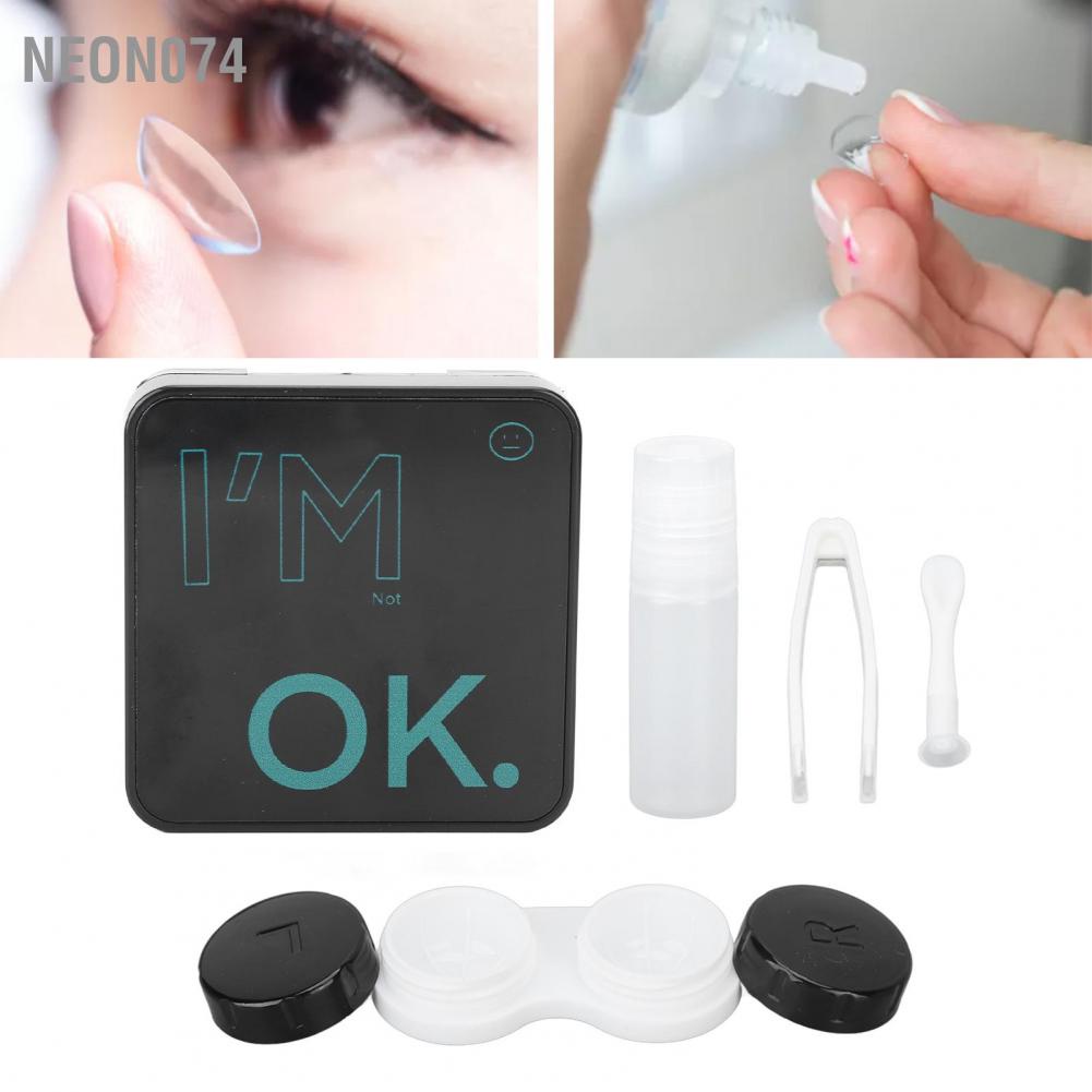 [Hàng mới về] Hộp đựng kính áp tròng có chữ màu đen đơn giản dành cho nam nữ