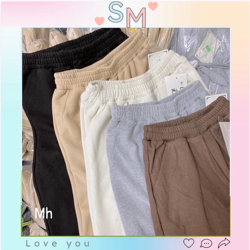 Quần jogger nữ chất len tăm form unisex năng động cá tính thể thao quần boom trơn co giãn siêu mát lạnh