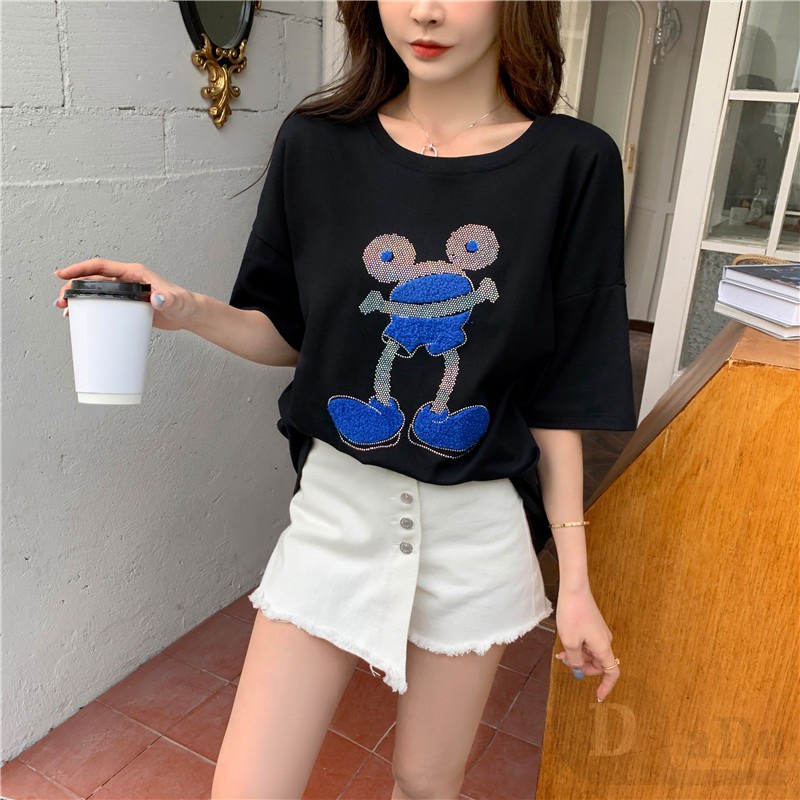 Áo Thun Tay Ngắn Cổ Tròn In Họa Tiết PLUS SIZE Cho Nữ