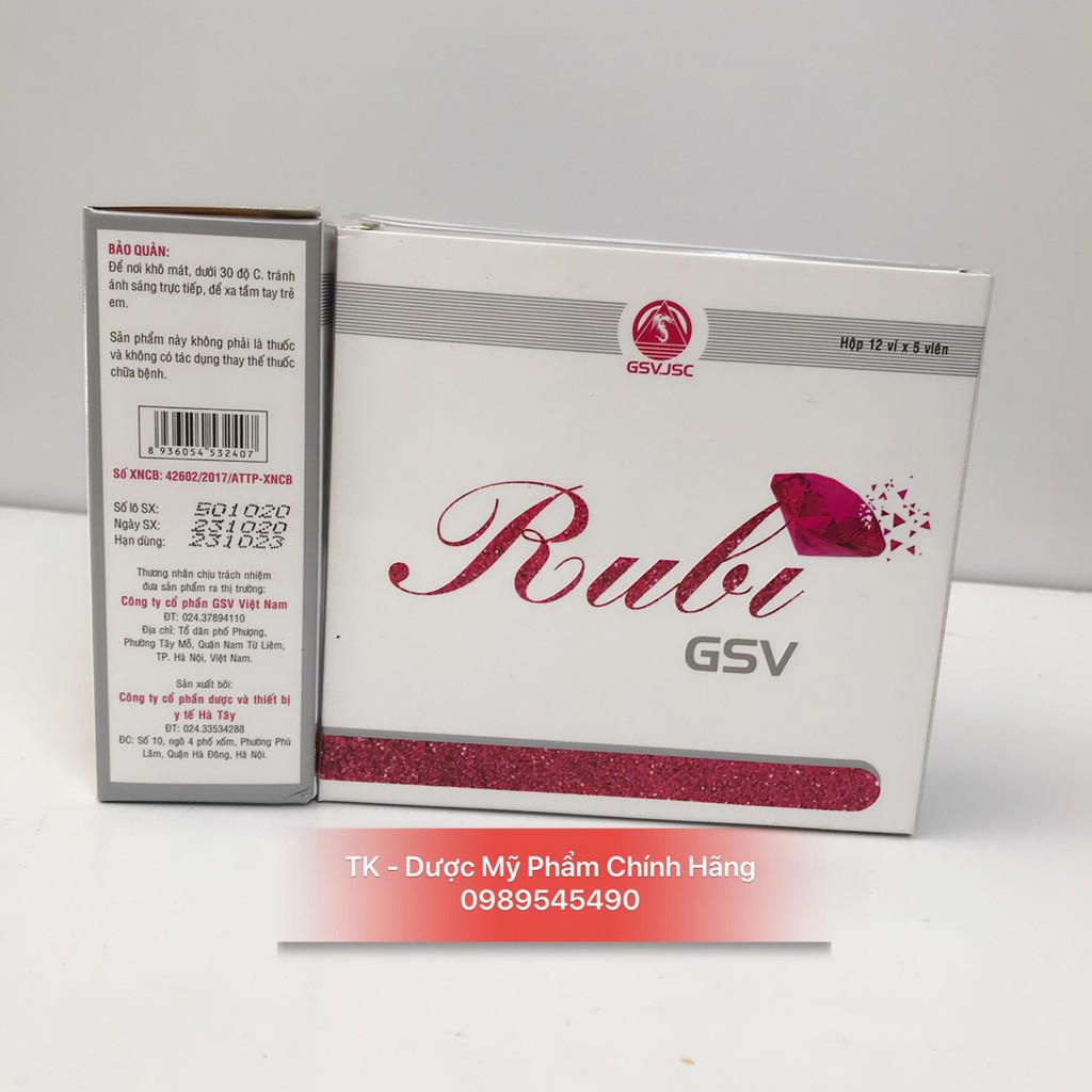 [QUÀ TẶNG] Viên Uống Rubi Gsv Đẹp Da, Nám Da, Sạm Da Bổ Sung Vitamin Và Dưỡng Chất Cho Da - Hộp 60 Viên | BigBuy360 - bigbuy360.vn