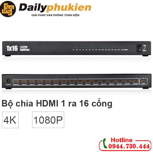 Bộ chia HDMI 1 ra 16 cống hỗ trợ HDMI 1.3b full HD 1080p Ugreen 40218 dailyphukien
