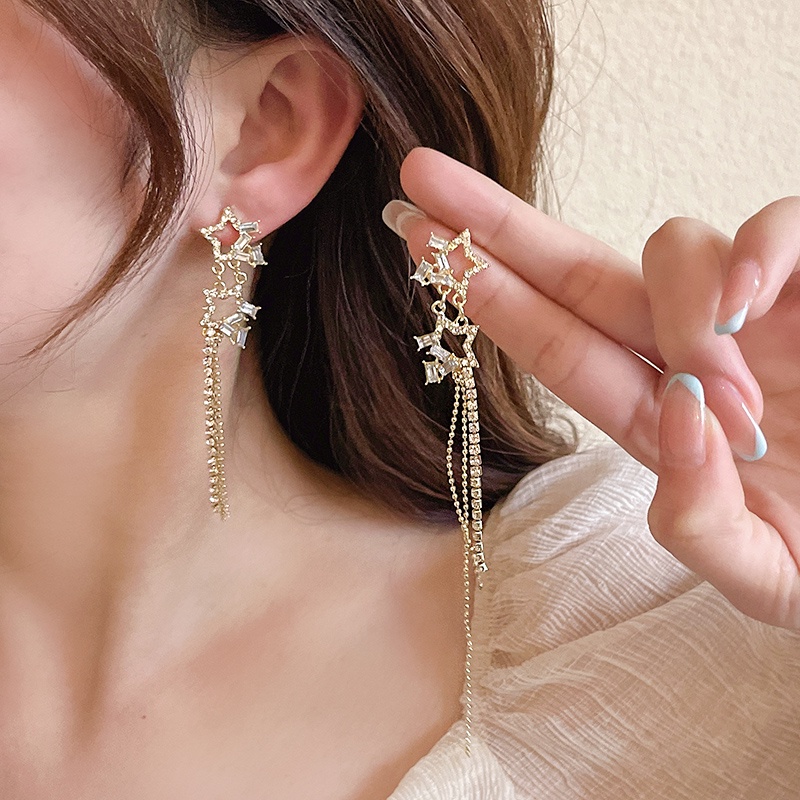 Bông Tai Dáng Dài Hình Ngôi Sao Thời Trang Hàn Quốc Mới 2022