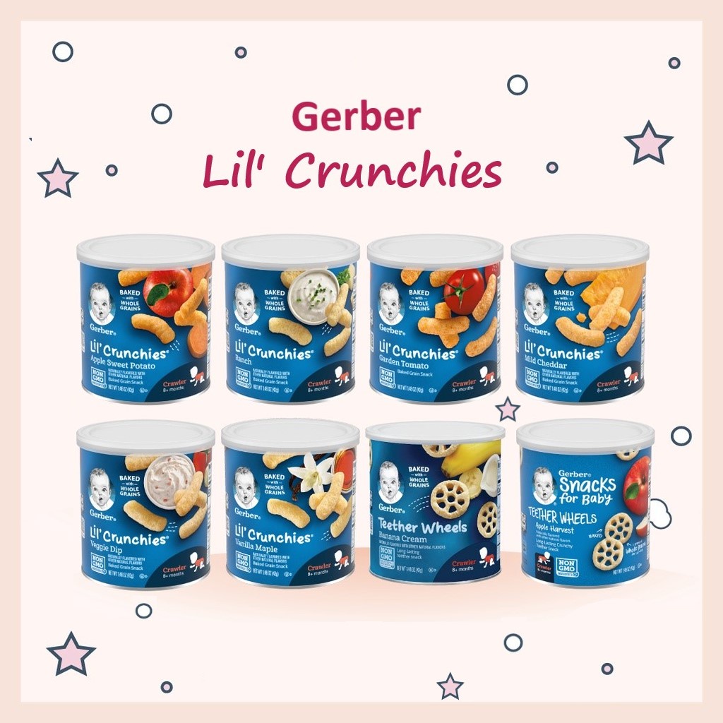 Bánh Gerber lùn Lil' Crunchies dạng que ăn dặm cho bé từ 8 tháng tuổi