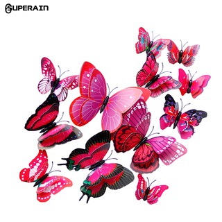 Set 12 miếng dán tường trang trí hình bướm 3D